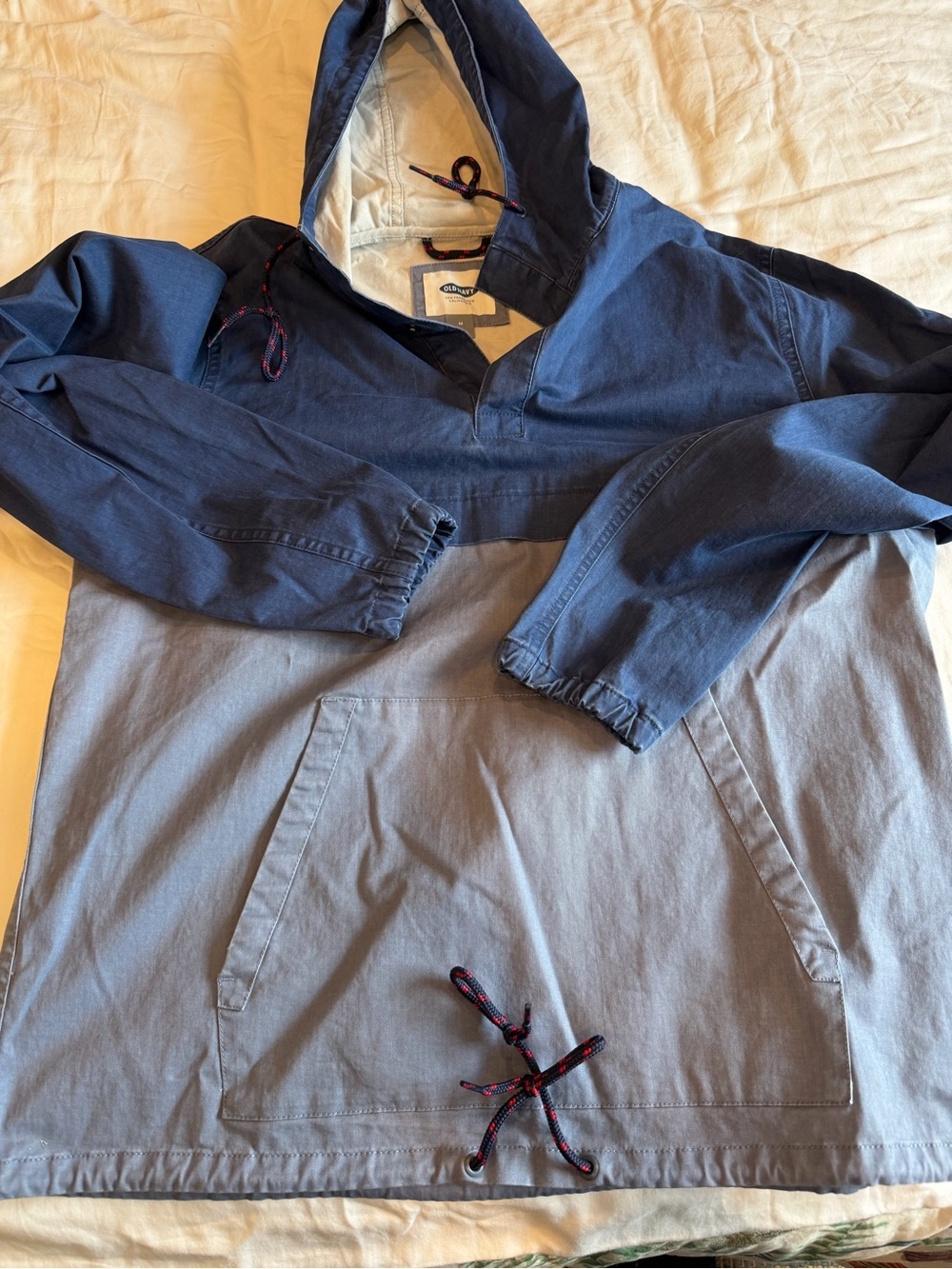 Old Navy Blue and Light Gray Hooded Pullover